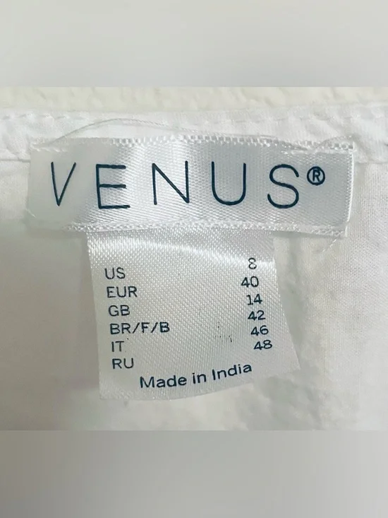 VENUS Vintage Mini Eyelet Sleeveless V-Neck Smocked Waist Sundress Fairy Boho 8 - Picture 4 of 4